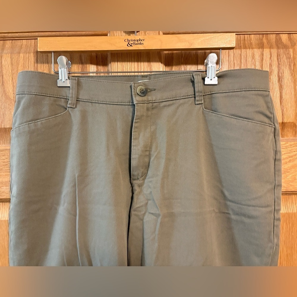 Lee Relaxed Straight Leg Waist Mid-Rise Pants Olive Chino Women’s 14 M 14M - Picture 2 of 7